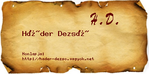 Háder Dezső névjegykártya