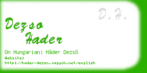 dezso hader business card